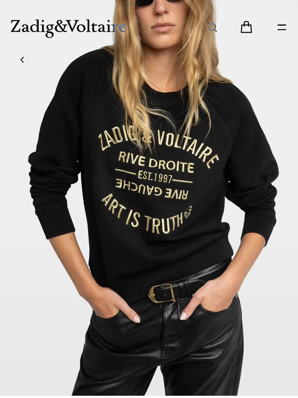 Zadig&Voltaire black Upper Blason Sweatshirt with gold embroidery NWT XS